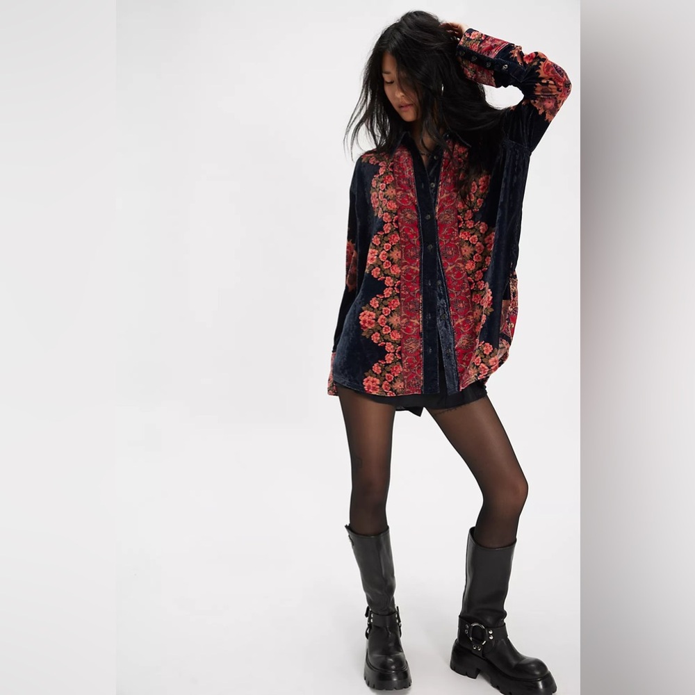 Free People One Night Velvet Blouse - Picture 2 of 5